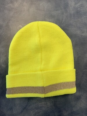 NEON COLOR KNITTED STRETCH WINTER HAT WITH REFLECTIVE STRIPE