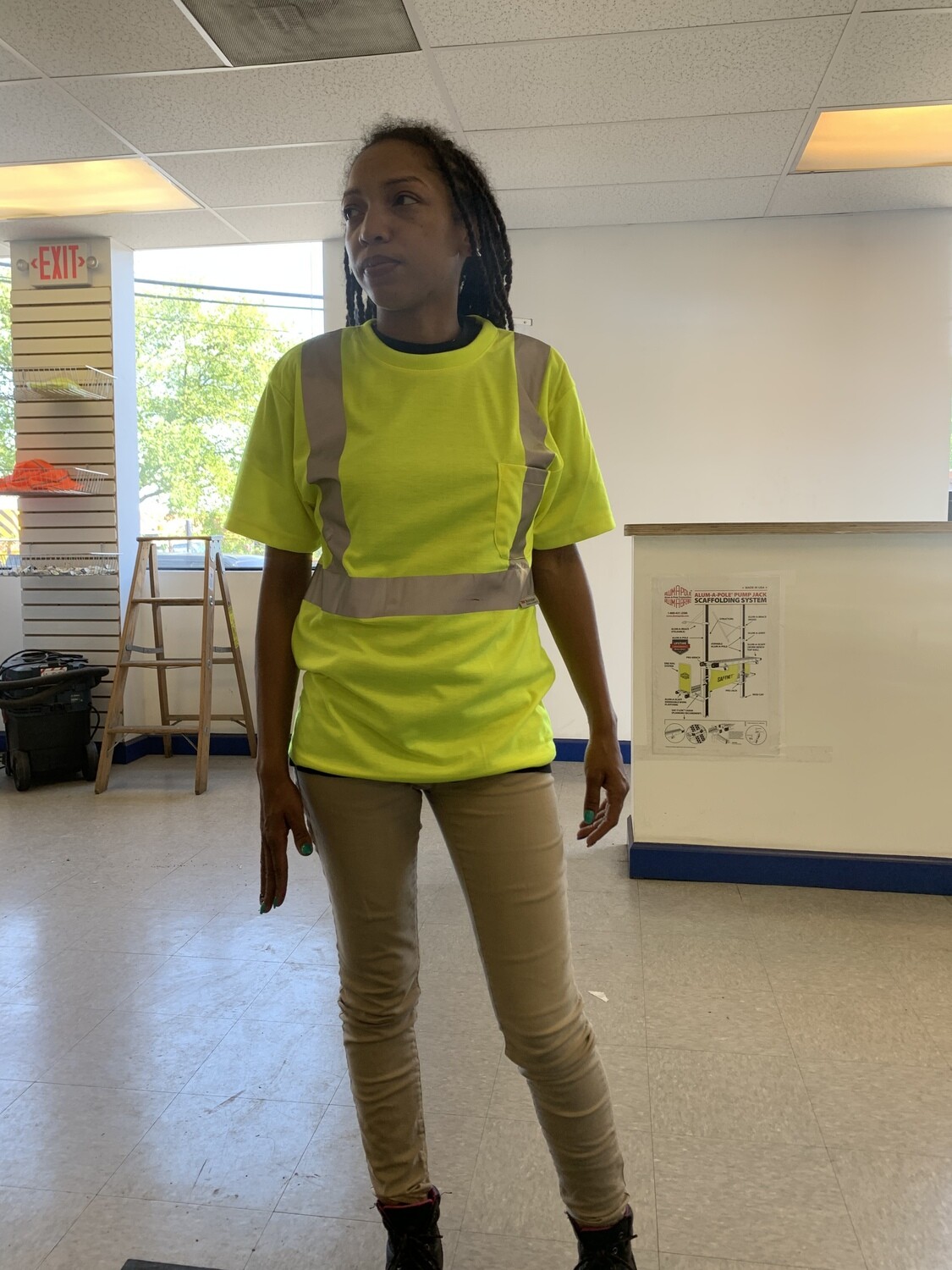 CLASS 2 LIME LONG SLEEVE SCOTCHLITE REFLECTIVE MATERIAL W/LEFT BREAST POCKET Small CLASS 2 LIME LONG SLEEVE SCOTCHLITE REFLECTIVE MATERIAL W/LEFT BREAST POCKET Small
