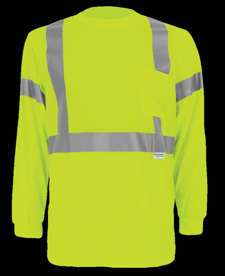 CLASS 2 LIME LONG SLEEVE SCOTCHLITE REFLECTIVE MATERIAL W/LEFT BREAST POCKET medium