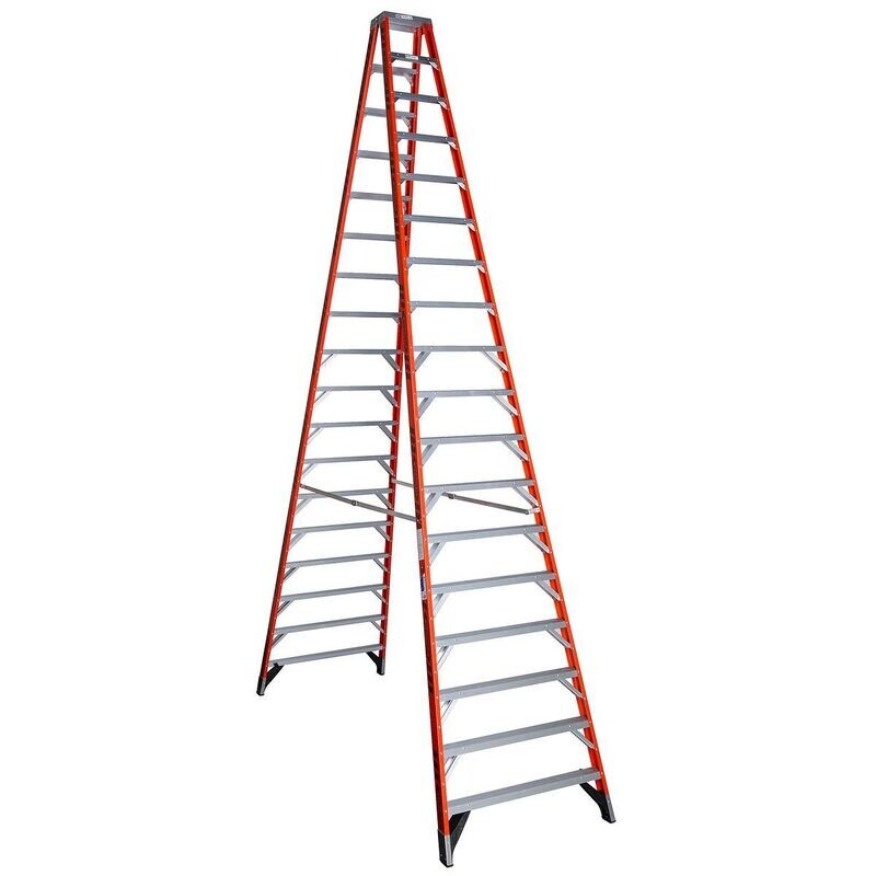 18' WERNER FIBERGLASS MULTI-USE TWIN STEPLADDER, 300LBS, IA - T7418