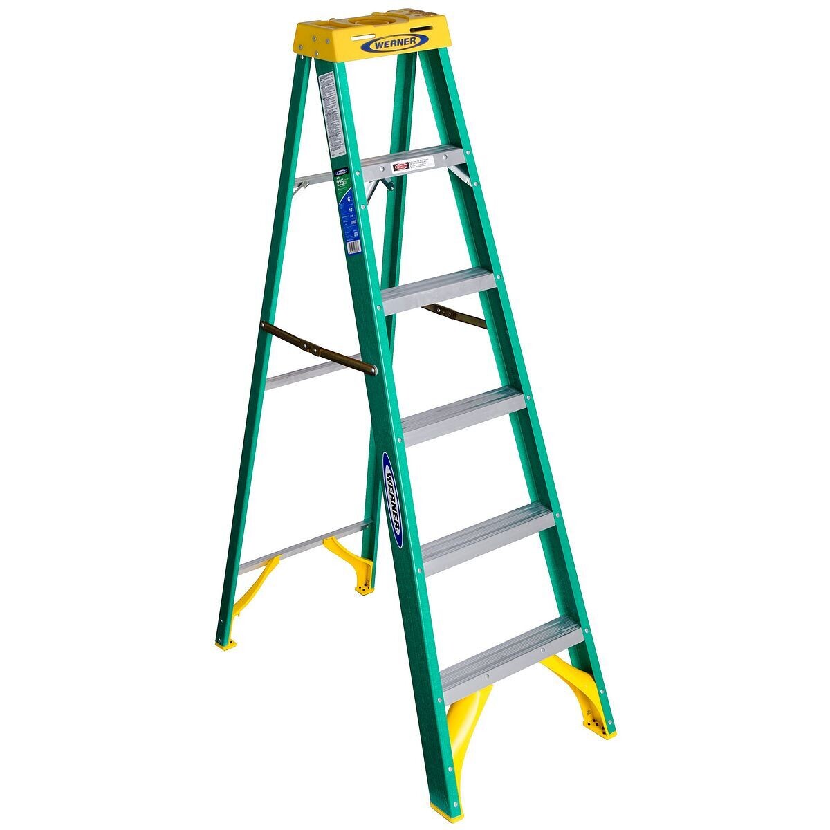 6' WERNER FIBERGLASS STEPLADDER, 225LBS, II - 5906 6' WERNER FIBERGLASS STEPLADDER, 225LBS, II - 5906
