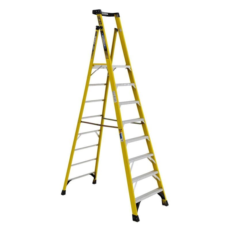 8' WERNER FIBERGLASS PODIUM LADDER, 375LBS, IAA - PD7308