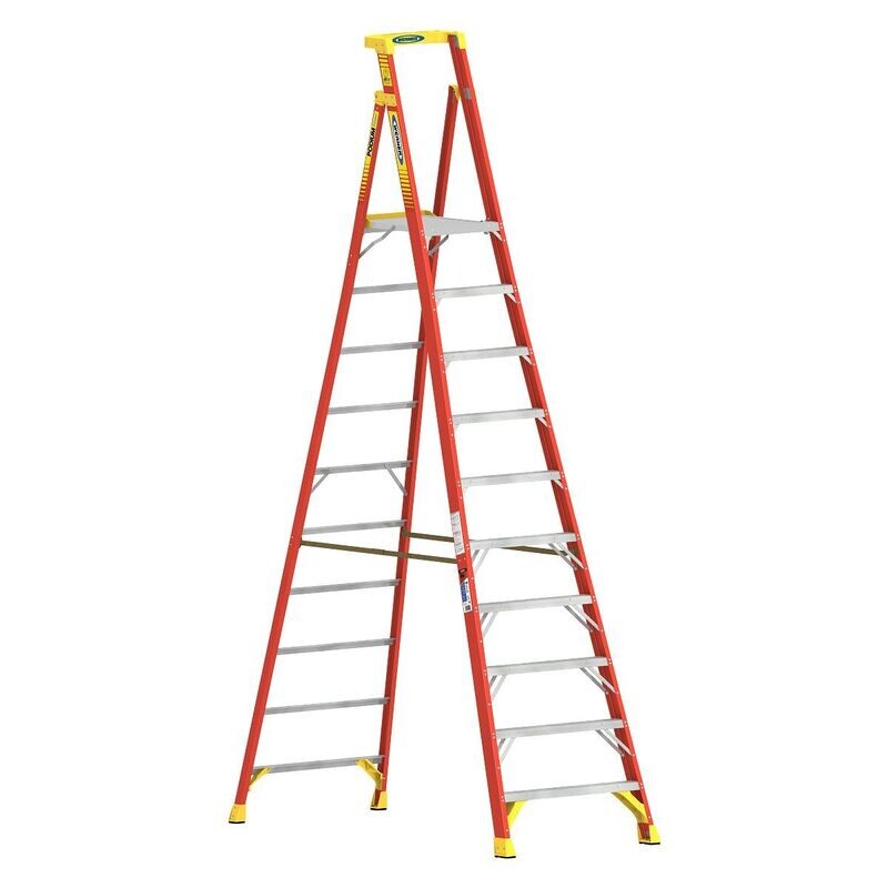 10' WERNER FIBERGLASS PODIUM STEPLADDER, 300LB, IA - PD6210
