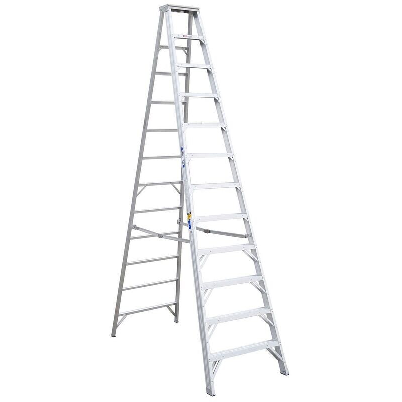 12' WERNER ALUMINUM STEPLADDER, 375LBS, IAA  -  412
