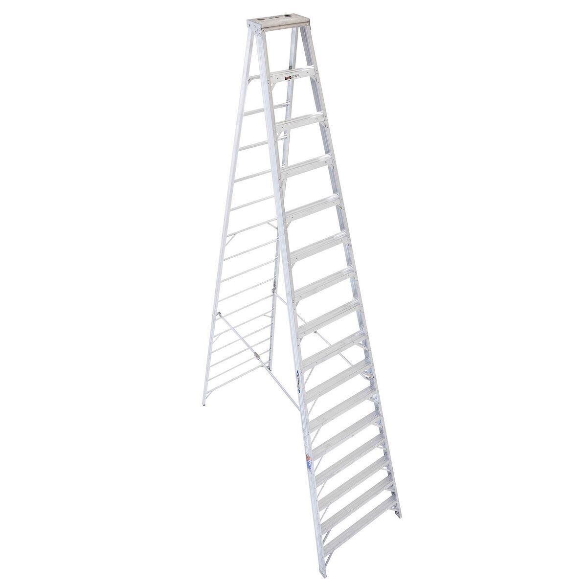 16' WERNER ALUMINUM STEPLADDER, 300LBS, IA - 416 16' WERNER ALUMINUM STEPLADDER, 300LBS, IA - 416