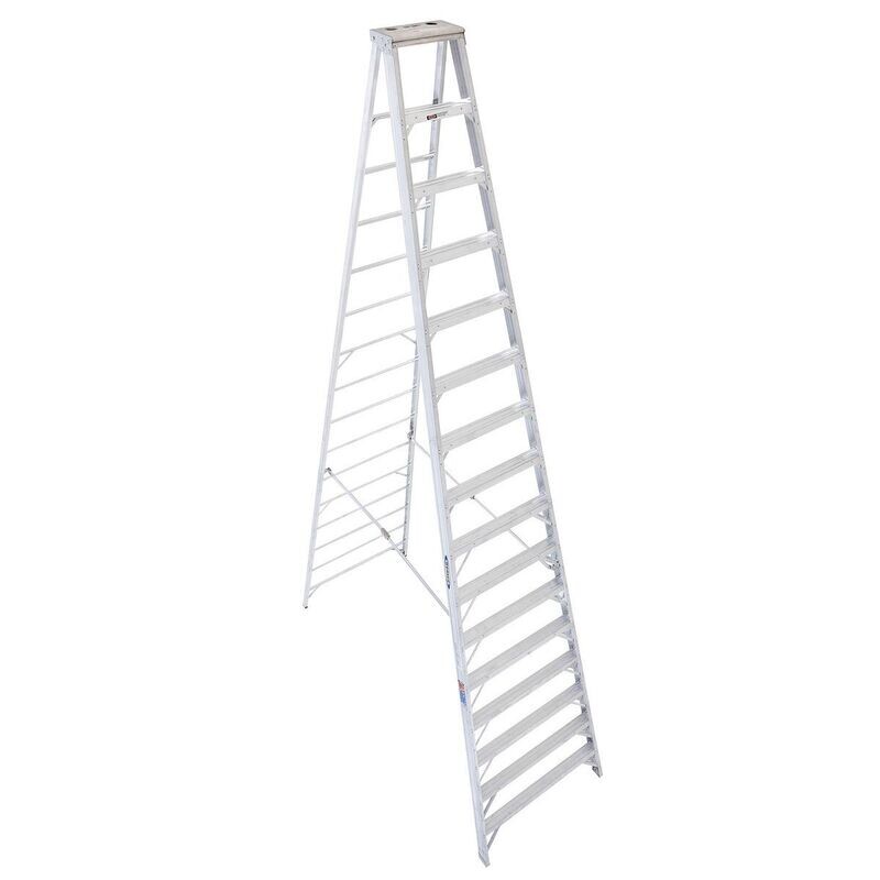 16' WERNER ALUMINUM STEPLADDER, 300LBS, IA - 416