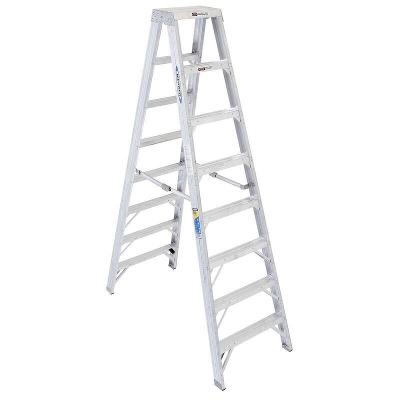 8' WERNER MULTI-USE TWIN STEPLADDER, 375 LBS, IAA  -  T408