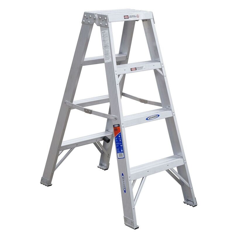 4' WERNER MULTI-USE TWIN STEPLADDER, 300 LBS, IAA  -  T374