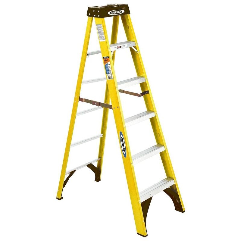 6' WERNER FIBERGLASS STEPLADDER, 300LBS, IA -   6106