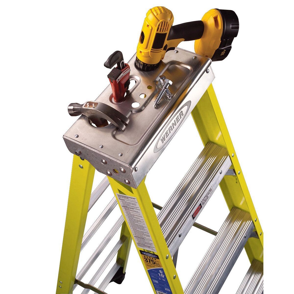 5' WERNER FIBERGLASS STEPLADDER, 375LBS, IAA -  7305