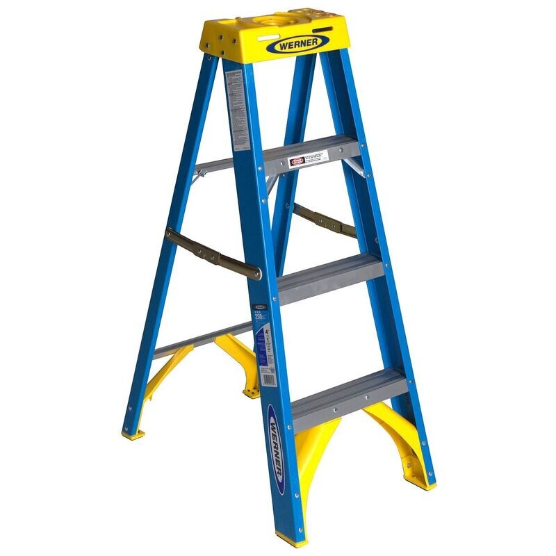 4' WERNER FIBERGLASS STEPLADDER, 250LBS, I  -  6004