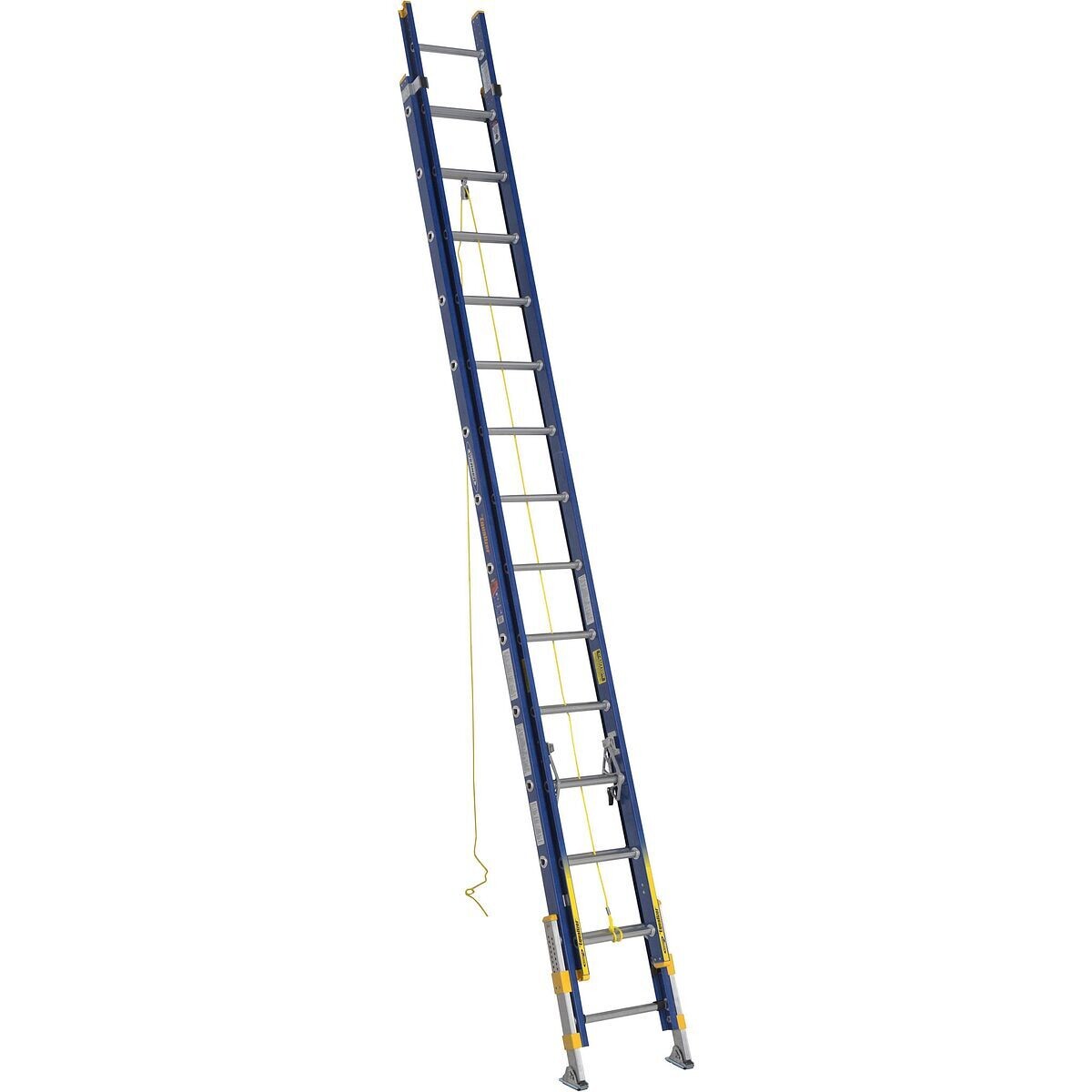 28' WERNER FIBERGLASS EXTENSION LADDER WITH INTEGRATED LEVELING, 300LBS, IA - D8228-2EQ
