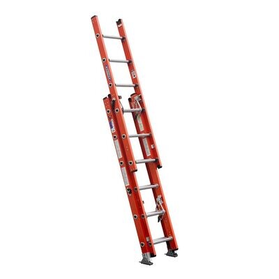 16' WERNER FIBERGLASS D-RUNG COMPACT EXTENSION LADDER, 300LBS, IA - D6216-3