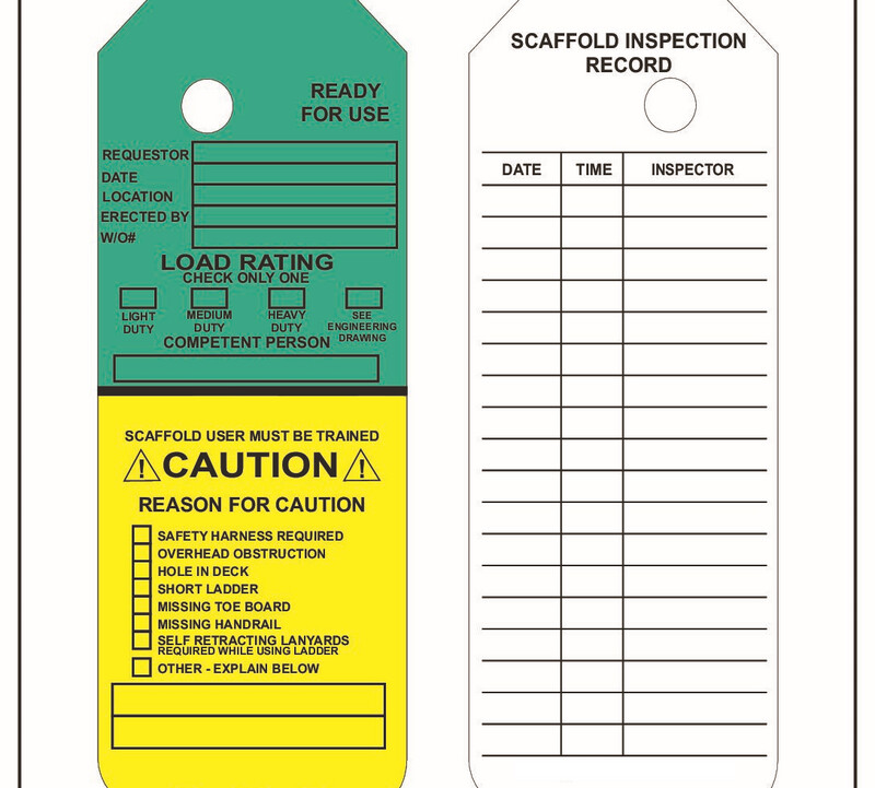 SCAFFOLD TAG - GREEN/YELLOW
