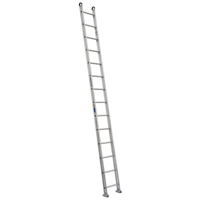 14' WERNER ALUMINUM STRAIGHT LADDER, ROUND RUNG, 375LBS, TYPE IAA  -  514-1