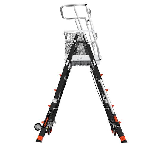 LITTLE GIANT CAGE, 5'-9', FIBERGLASS, 375 lbs Rated, Type IAA - Adjustable Enclosed Elevated Platform with Wheel Lift