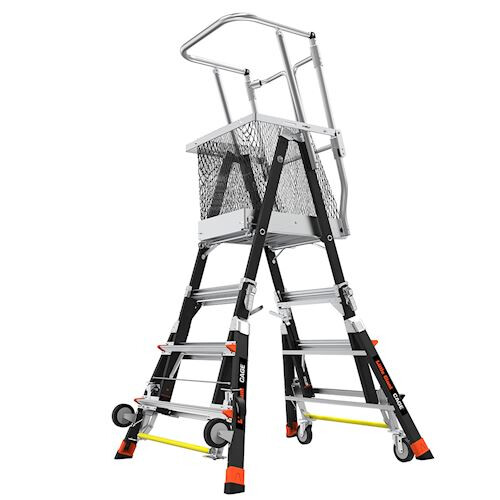 LITTLE GIANT CAGE, 3'-5', FIBERGLASS, 375 lbs Rated, Type IAA - Adjustable Enclosed Elevated Platform with Wheel Lift