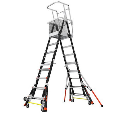 LITTLE GIANT CAGE, 5'-9', FIBERGLASS, 375 lbs Rated, Type IAA - Adjustable Enclosed Elevated Platform with Wheel Lift