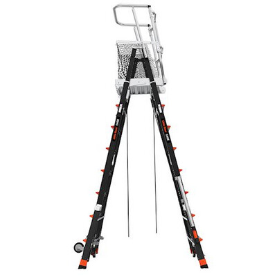 LITTLE GIANT CAGE, 8'-14', FIBERGLASS, 375 lbs Rated, Type IAA - Adjustable Enclosed Elevated Platform with Wheel Lift