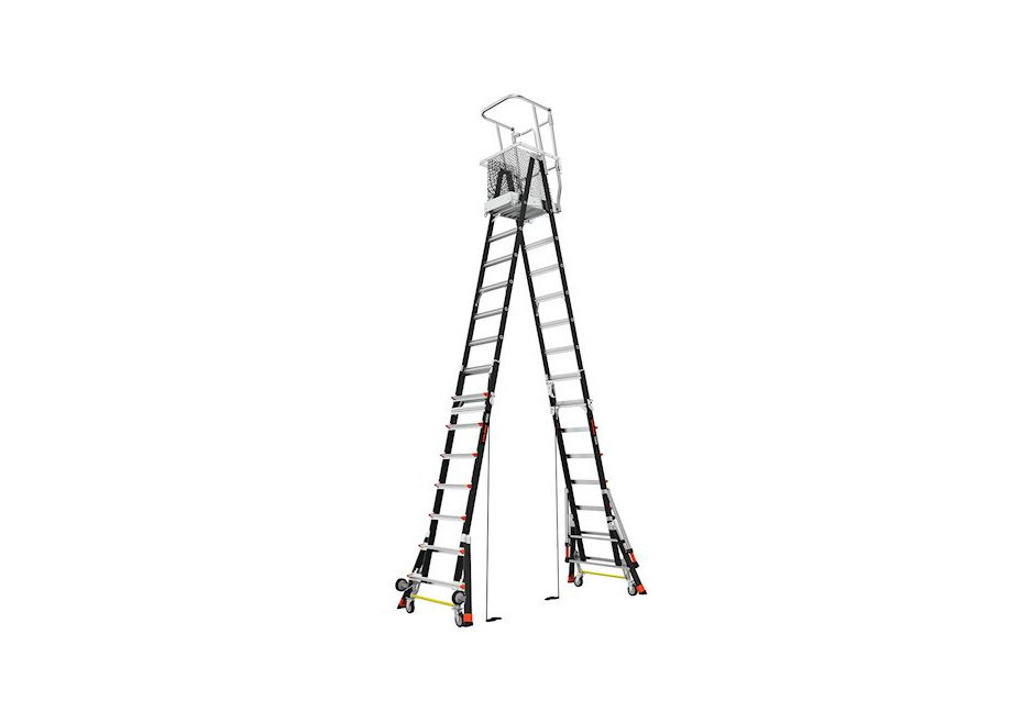 LITTLE GIANT CAGE, 8'-14', FIBERGLASS, 375 lbs Rated, Type IAA - Adjustable Enclosed Elevated Platform with Wheel Lift