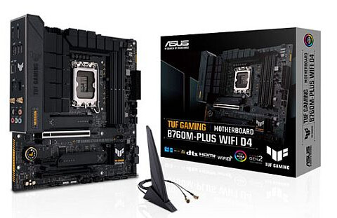 Asus TUF GAMING B760M-PLUS WIFI D4, Intel B760, 1700, Micro ATX, 4 DDR4, HDMI, DP, Wi-Fi 6, 2.5G LAN, PCIe5, 2x M.2