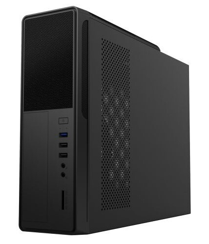 Micro ATX Slim Desktop Case, 300W PSU, Mesh Front, 8cm Fan, Card Reader, USB 3.0, Black (S014B)