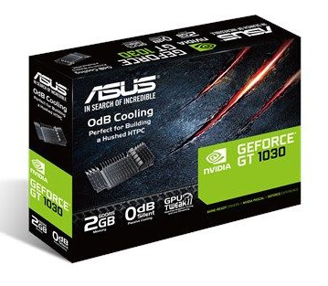 Asus GeForce GT1030, 2GB DDR5, PCIe3, DVI, HDMI, 1506MHz Clock, Silent, Low Profile (Bracket Included)