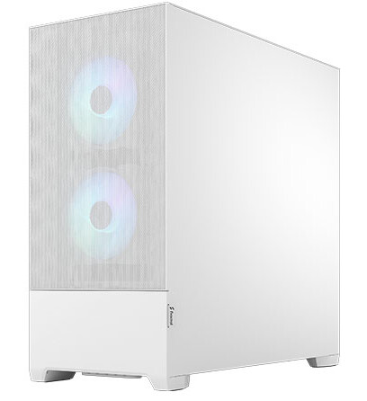 Fractal Design Pop Air RGB (White TG) Gaming Case w/ Clear Glass Window, ATX, Hexagonal Mesh Front, 3 RGB Fans &amp; ARGB Controller
