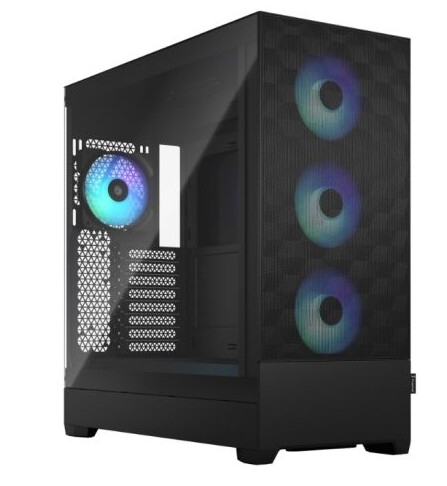 Fractal Design Pop XL Air RGB (Black TG) Gaming Case w/ Clear Glass Window, E-ATX, Hexagonal Mesh Front, 4 RGB Fans &amp; RGB Controller