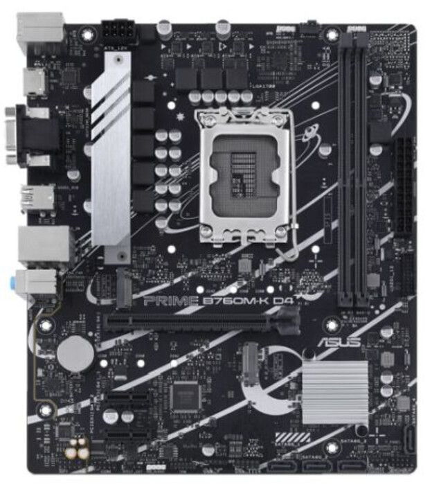 Asus PRIME B760M-K D4, Intel B760, 1700, Micro ATX, 2 DDR4, VGA, HDMI, 2.5G LAN, PCIe4, 2x M.2