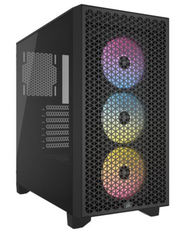 Corsair 3000D RGB Airflow Gaming Case w/ Glass Window, ATX, 3x AR120 RGB Fans, GPU Cooling, 3-Slot GPU Support, High-Airflow Front, Black