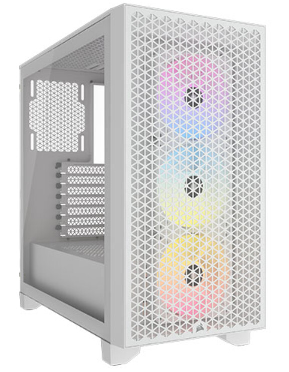 Corsair 3000D RGB Airflow Gaming Case w/ Glass Window, ATX, 3x AR120 RGB Fans, GPU Cooling, 3-Slot GPU Support, High-Airflow Front, White