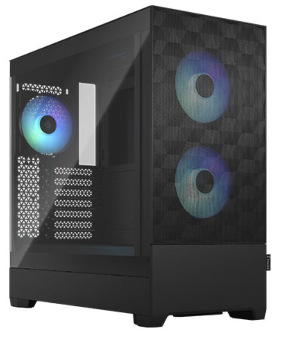 Fractal Design Pop Air RGB (Black TG) Gaming Case w/ Clear Glass Window, ATX, Hexagonal Mesh Front, 3 RGB Fans &amp; ARGB Controller