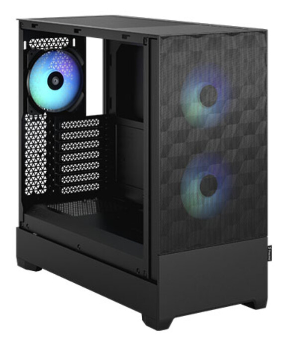 Fractal Design Pop Air RGB (Black TG) Gaming Case w/ Clear Glass Window, ATX, Hexagonal Mesh Front, 3 RGB Fans &amp; ARGB Controller