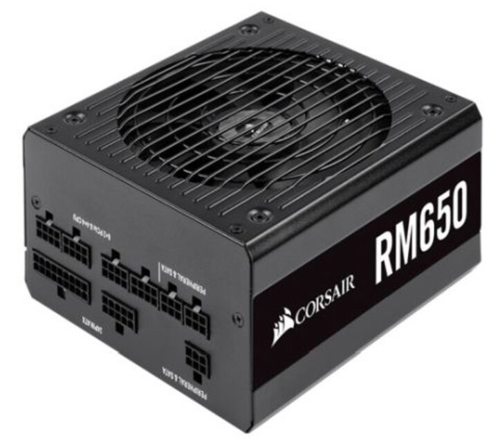 Corsair 650W RM650 PSU, Fully Modular, 80+ Gold, Rifle Bearing Fan, Zero RPM Mode
