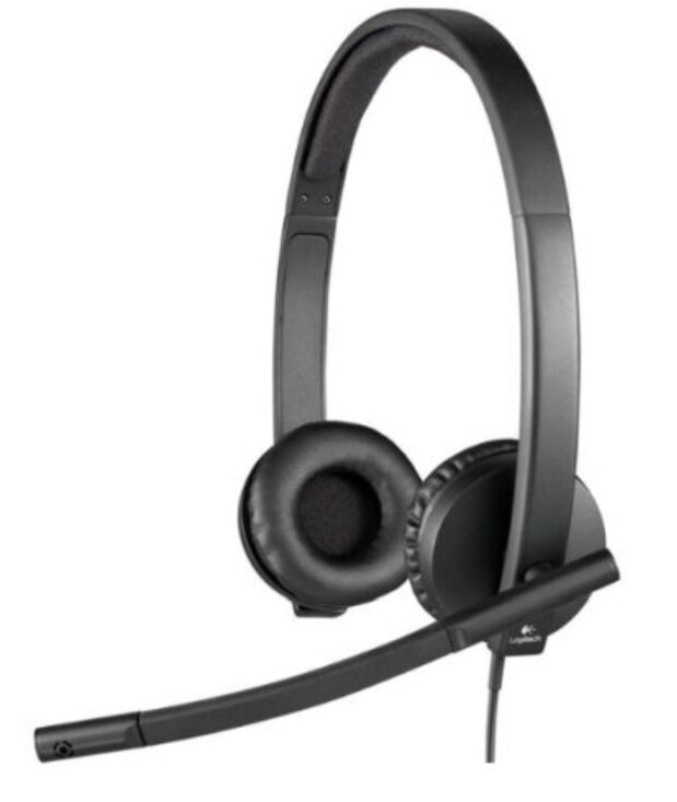 Logitech H570E Stereo Headset with Boom Mic, USB, In-Line Controls, Noise &amp; Echo Cancellation, Leatherette Ear Pads