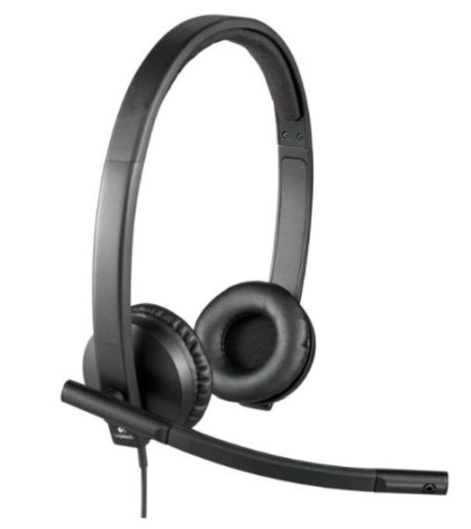 Logitech H570E Stereo Headset with Boom Mic, USB, In-Line Controls, Noise &amp; Echo Cancellation, Leatherette Ear Pads