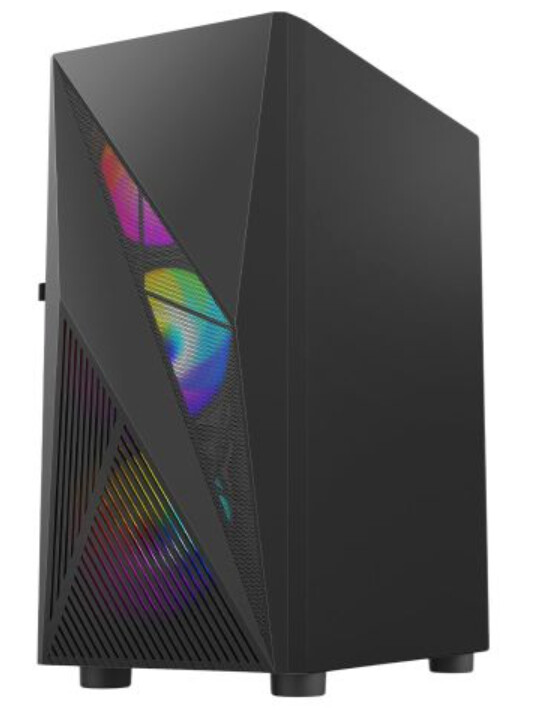 Vida Tempest Black ARGB Gaming Case w/ Glass Window, ATX, 4x ARGB Fans