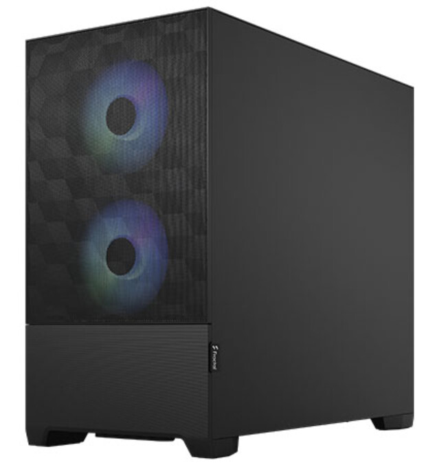 Fractal Design Pop Mini Air RGB (Black TG) Gaming Case w/ Clear Glass Window, Micro ATX, Hexagonal Mesh Front, 3 RGB Fans &amp; ARGB Controller