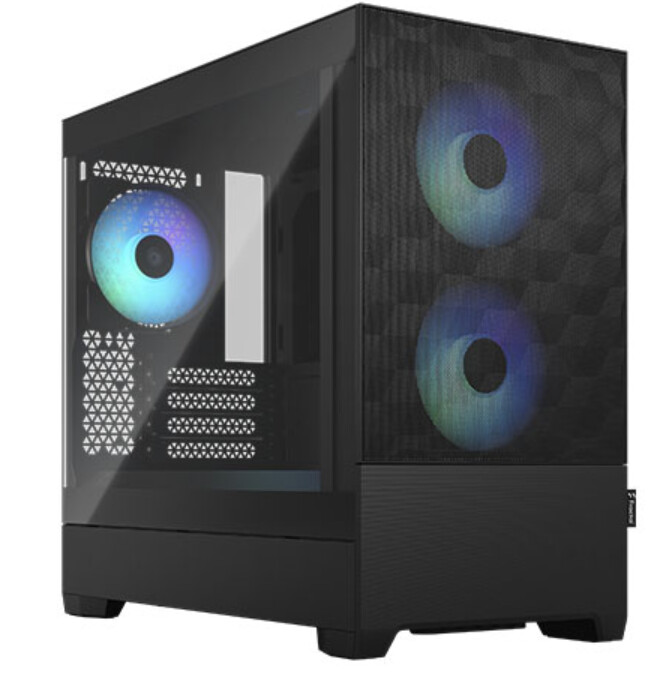 Fractal Design Pop Mini Air RGB (Black TG) Gaming Case w/ Clear Glass Window, Micro ATX, Hexagonal Mesh Front, 3 RGB Fans &amp; ARGB Controller