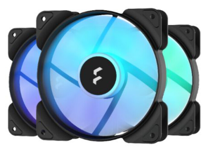 Fractal Design Aspect 12 12cm RGB Case Fans x3, Rifle Bearing, Supports Chaining, Aerodynamic Stator Struts, 1200 RPM, Black Frame