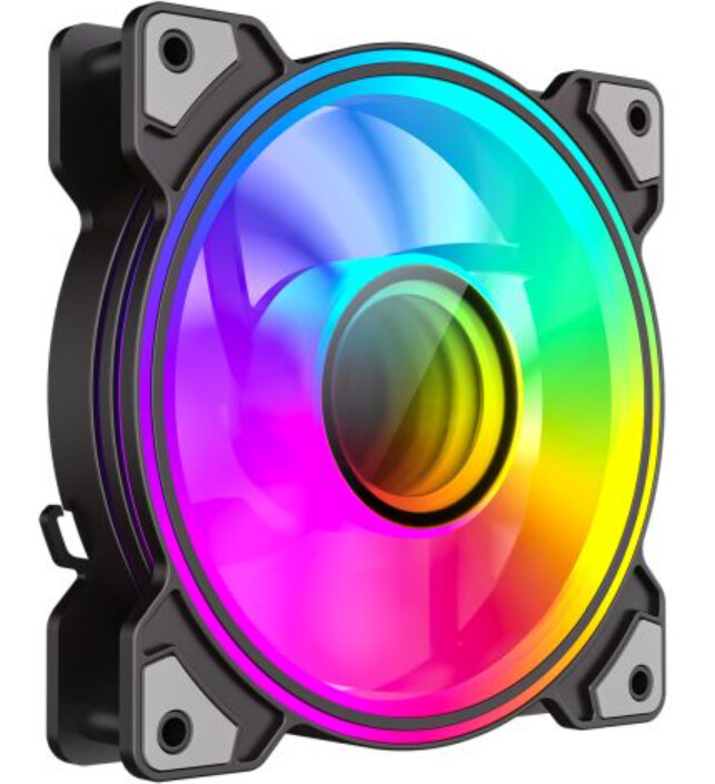 GameMax Infinity 12cm ARGB Dual Ring Case Fan, Rifle Bearing, Infinity Mirror Effect, 24 LEDs, Anti-Vibration, 1200 RPM, Black