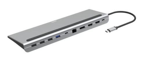 Hama Connect2Office Pro USB-C 10-in-1 Docking Station - USB-C (PD Power), USB-C (Data), 4x USB-A, 2x HDMI, DisplayPort, RJ45, Aluminium