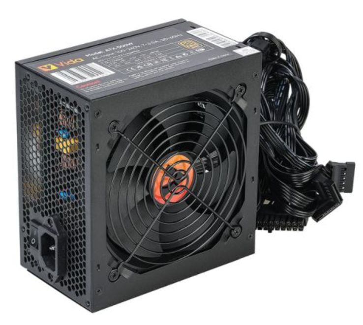 Vida 500W ATX PSU, 80+ Bronze, Fluid Dynamic Ultra-Quiet Fan, PCIe, Flat Black Cables