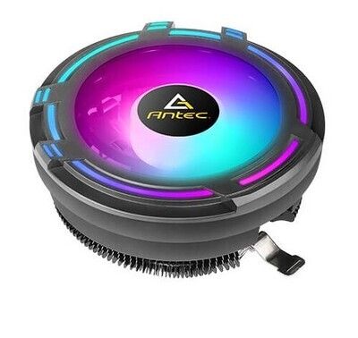 Antec T120 Chromatic Compact Heatsink &amp; Fan, Intel &amp; AMD Sockets, RGB Silent Fan, Black Aluminium Fins, 95W TDP