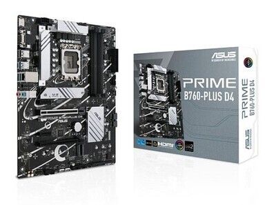 Asus PRIME B760-PLUS D4, Intel B760, 1700, ATX, 4 DDR4, VGA, HDMI, DP, 2.5G LAN, PCIe5, 3x M.2