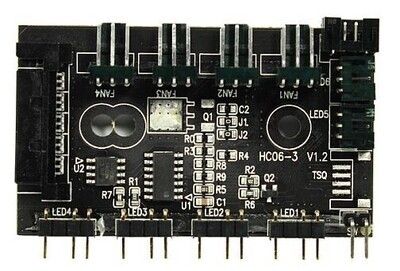 GameMax 4-Port Mini ARGB Hub, 3-Pin Aura &amp; 3- Pin VDG Connectors, SATA Powered