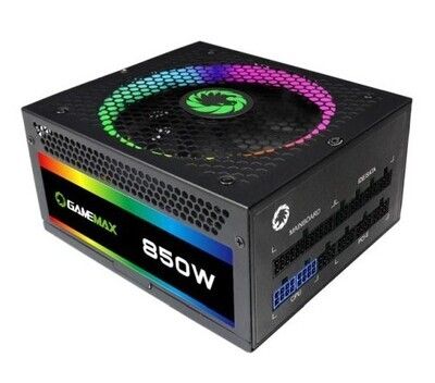 GameMax 850W RGB PSU, Fully Modular, 14cm ARGB Fan, 80+ Gold, RGB Controller (Various Modes)