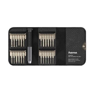 Hama 24-in-1 Mini Screwdriver Set, Resilient Steel, Leather-Look Case (00200762)