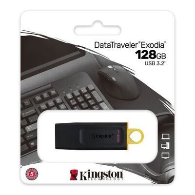 Kingston 128GB USB 3.2 Gen1 Memory Pen, DataTraveler Exodia, Cap, Key Ring (DTX/128GB)